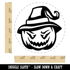 Jack-O'-Lantern Pumpkin Wearing Witch Hat Halloween Self-Inking Rubber Stamp Ink Stamper for Stamping Crafting Planners Black