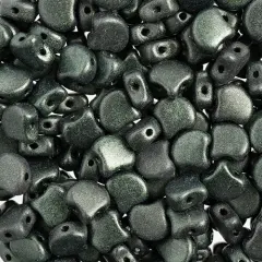 John Bead Czech Glass Jet Color Metallic Suede Ginko Beads, 50g Medium Blue Green