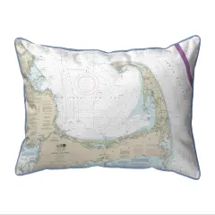 Cape Cod Bay, MA Nautical Map Pillow 20x24 &ndash; Extra Large Zippered