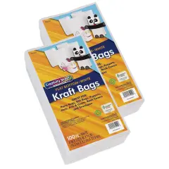 Kraft Bag, White, 6" x 3-5/8" x 11", 100 Bags Per Pack, 2 Packs