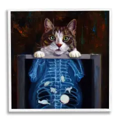 Stupell Industries Funny Cat X-Ray Mice Framed Giclee Art White Frame