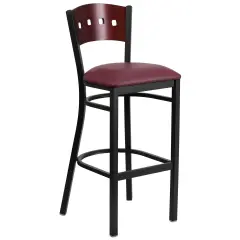 Emma and Oliver Decorative 4 Square Back Metal Restaurant Dining Barstool Mahog/BurgVYL/Black