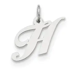 Sterling Silver Small Script Initial Letter H Charm