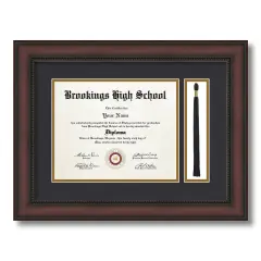 ArtToFrames 8x10 inch Diploma Frame with Tassel Opening - Framed with Black and Gold Mats, Comes with Regular Glass and Sawtooth Hanger for Wall Hanging (DT-8x10)