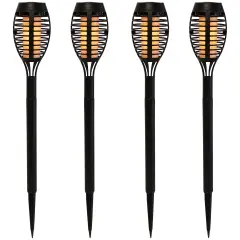 Northlight Set of 4 Black Solar Powered LED Pathway Markers, 19.75"