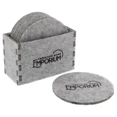 Creekview Home Emporium Drink Coasters with Holder - Gray Felt 8pc Coaster Set