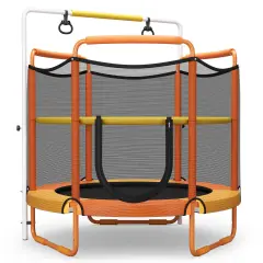 5 Feet Kids 3-in-1 Game Trampoline with Enclosure Net Spring Pad Orange