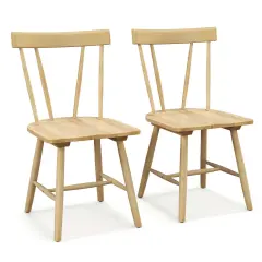 Costway Dining Chairs Set of 2 Windsor Chairs Wood Armless Chairs with Solid Rubber Wood Black/White/Natural