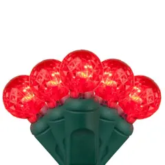 70 Red G12 LED String Lights, Green Wire, 4" Spacing