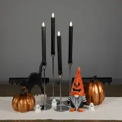 Northlight LED Flickering Flameless Solid Taper Halloween Candles 9.5" - Black - Set of 4