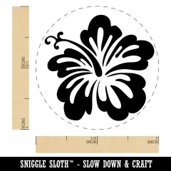 Pretty Hibiscus Flower Tropical Self-Inking Rubber Stamp for Stamping Crafting Planners Fuchsia