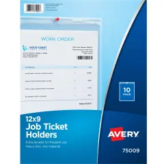 Avery Job Ticket Holders, 9" x 12", 10 Holders (75009) Clear