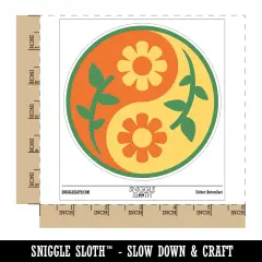 Sunflower Yin Yang Zen Taoist Symbol Flowers Waterproof Vinyl Phone Tablet Laptop Water Bottle Sticker Set - 5 Pack
