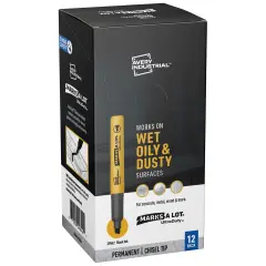 Avery UltraDuty Marks A Lot Permanent Markers, Chisel Tip, Water Resistant, Industrial Grade Ink, 12 Black Markers (29842)
