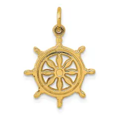 14K Gold Ships Wheel Charm Jewelry FindingKing 24mm x 16mm