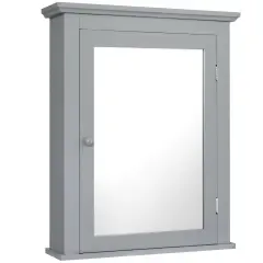 Bathroom Mirror Cabinet Wall Mounted Adjustable Shelf Medicine Storage Grey