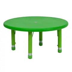 Emma and Oliver 33" Round Plastic Height Adjustable Activity Table Green