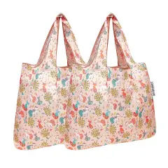 Wrapables Foldable Tote Nylon Reusable Grocery Bag (Set of 2) Fantastic Creatures