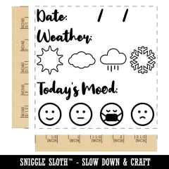 Date Fill-In with Weather Mood Tracker Daily CalendarSquare Rubber Stamp for Stamping Crafting