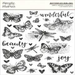 Simple Vintage Essentials Rub-Ons-Butterflies