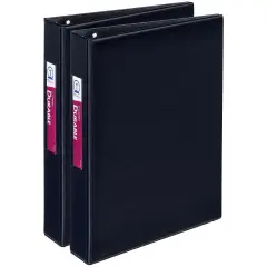 Avery 1" Mini Durable 3 Ring Binders, Round Rings, Holds 5-1/2" x 8-1/2" Paper, 175-Sheet Capacity, Black, 2 Pack (13456)