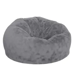 Emma and Oliver Oversized Bean Bag Chair for Kids and Adults Gray Furry