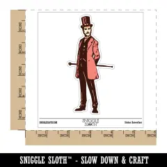Handsome Dapper Victorian Gentleman with Top Hat Mustache Vinyl Phone Tablet Laptop Water Bottle Sticker Set - 5 Pack