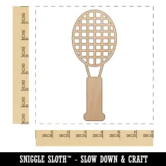 Tennis Racket Doodle Unfinished Wood Shape Piece Cutout for DIY Craft Projects