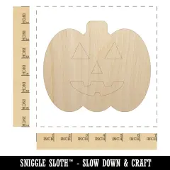 Jack O'Lantern Happy Halloween Pumpkin Unfinished Wood Shape Piece Cutout for DIY Craft Projects