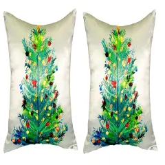 Pair of Betsy Drake Christmas Tree No Cord Pillows
