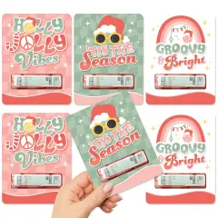 Big Dot of Happiness Groovy Christmas - DIY Assorted Pastel Holiday Party Cash Holder Gift - Funny Money Cards - Set of 6