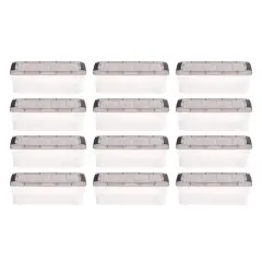 IRIS USA 6 Quart Stack & Pull Clear Storage Box, Gray, 12 Pack