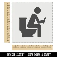 Person Sitting on Toilet with Phone Restroom Pooping Wall Cookie DIY Craft Reusable Stencil