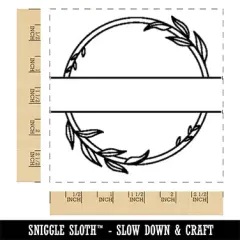 Delicate Laurel Split Wreath for Name Monogram Square Rubber Stamp for Stamping Crafting