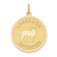 14K Yellow Gold Labrador Retriever Disc Charm Pendant Jewerly 26mm x 20mm