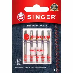 SINGER Universal Ball Point Machine Needles 5/Pkg-Size 16/100
