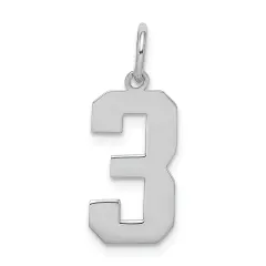 Sterling Silver Medium Polished Number 3 Charm Pendant Jewerly 21mm x 8mm