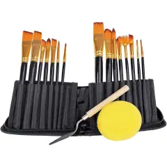 17 Pcs Professional Artist Nylon Paint Brushes Set for Oil Watercolor .