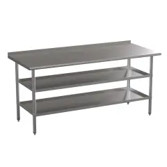 Emma and Oliver NSF Certified Stainless Steel 18 Gauge Work Table with 1.5" Backsplash and 2 Undershelves
