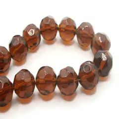 28 12mm Brown Faceted Round Glass Beads