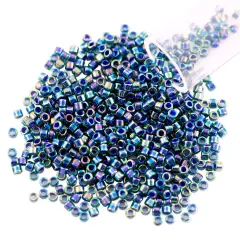 Miyuki Delica Seed Bead 11/0 Color Lined Mallard Green AB