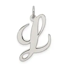 Sterling Silver Large Script Initial Letter L Charm Jewerly 21mm x 17mm