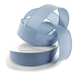 1.5" Wired Suede Velvet Ribbon Dusty Blue - 25 Yards