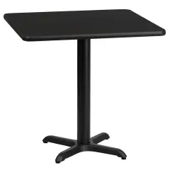Emma and Oliver 24" Square Laminate Table Top with 22"x22" Table Height Base Black