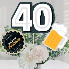 Big Dot of Happiness Cheers and Beers to 40 Years - 40th Birthday Party Centerpiece Sticks - Table Toppers - Set of 15