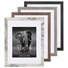 Americanflat Photo Frame Set with Mat - Set of 4 - Farmhouse Decor Picture Frames - Shatter Resistant Glass - Hanging Hardware - Includes Easel