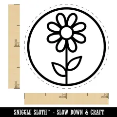 Daisy Flower in Circle Self-Inking Rubber Stamp for Stamping Crafting Planners Lime Green