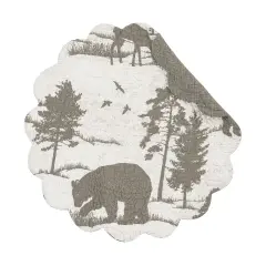 Henderson Hideaway Round Woven Reversible Rustic Winter Wilderness Placemats Set of 6, 17"