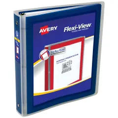 Avery Flexi-View 3 Ring Binder, 1.5" Round Rings, 1 Navy Blue Binder (17638)