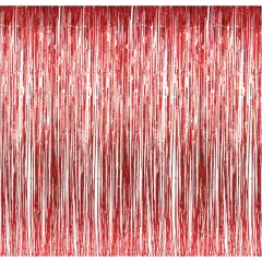 3' x 8' Red Tinsel Foil Fringe Door Window Curtain Party Decoration